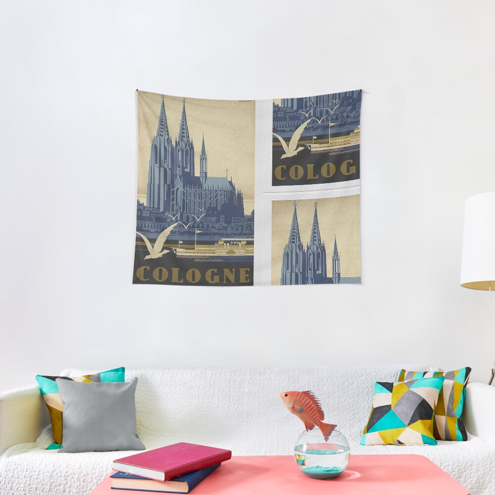 Vintage Cologne Travel Poster Tapestry