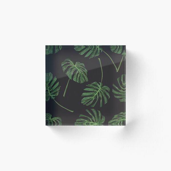 Item preview, Tropical monstera leaves pattern on black designed and sold by TorriPhoto.