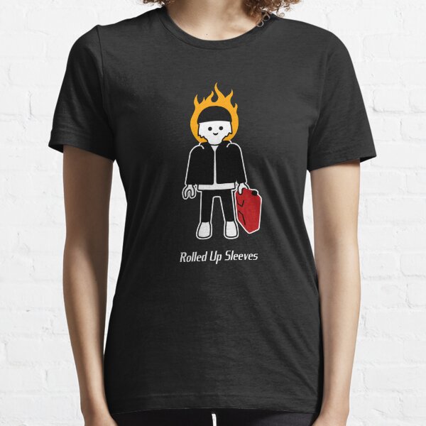 'Two Steps' Artwork with Central Rolled Up Sleeves Logo Essential T-Shirt