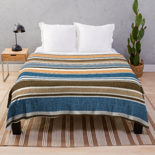 Item preview, Horizontal Stripes in Blue, Golden Saffron, Brown, Khaki, Ivory designed and sold by Elsy's Art.