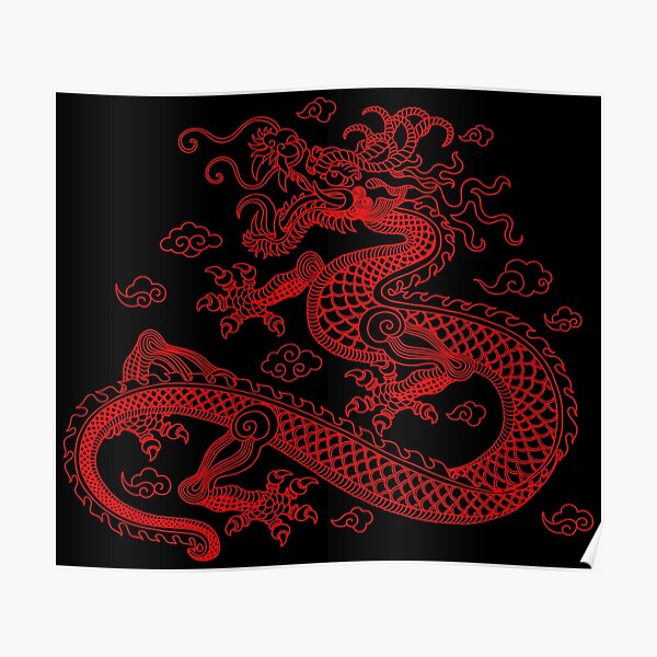 Red Chinese Dragon Poster