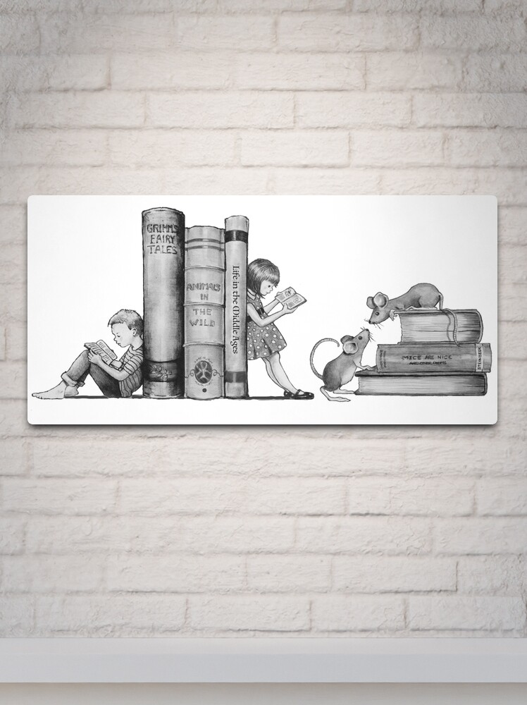 Cute Little Girl Standing on Stack of Books Pencil Drawing Spiral Notebook  for Sale by Joyce Geleynse