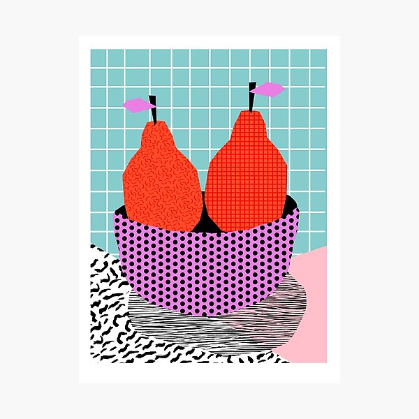 Sprung - 80s throwback style vintage mod retro 1980s neon fruit still life pop art Photographic Print