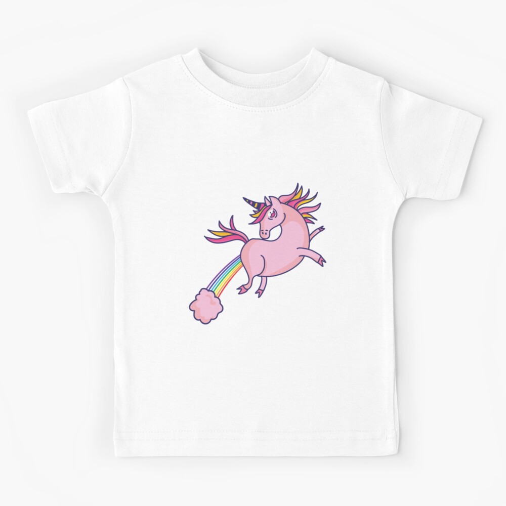 pink unicorn flying  Kids T-Shirt by pirminio