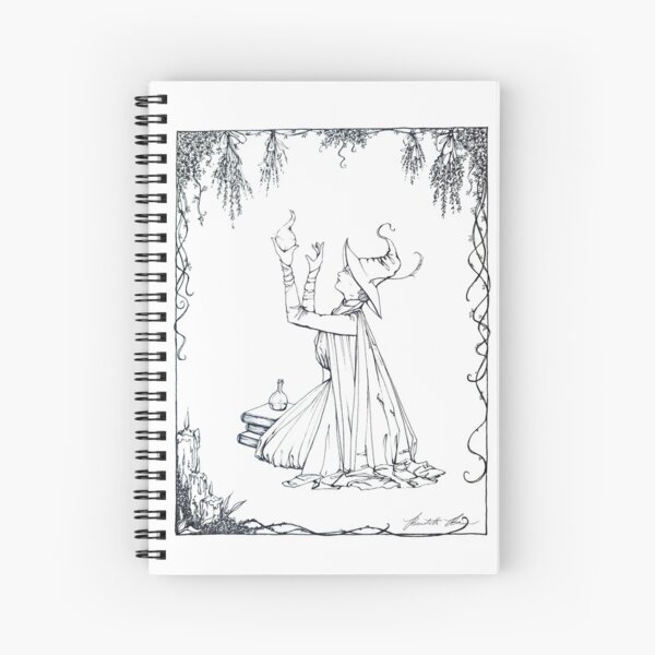 WENDOLYNE THE WYRD Pen and Ink Illustration Spiral Notebook