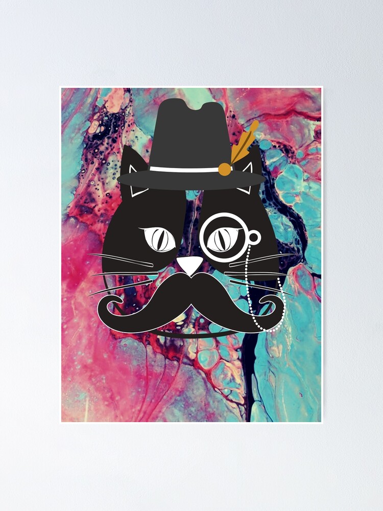 "Tophat Cat" Poster by AbrorschachArt Redbubble