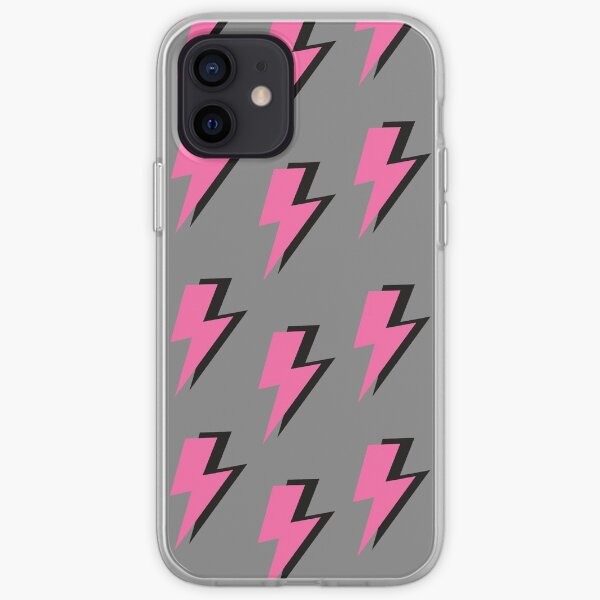 Pink Lightning Bolt on a Grey Background iPhone Soft Case