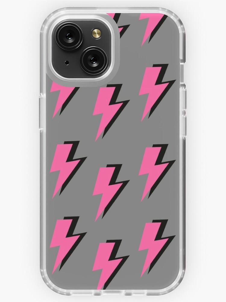 Pink Lightning Bolt on a Grey Background