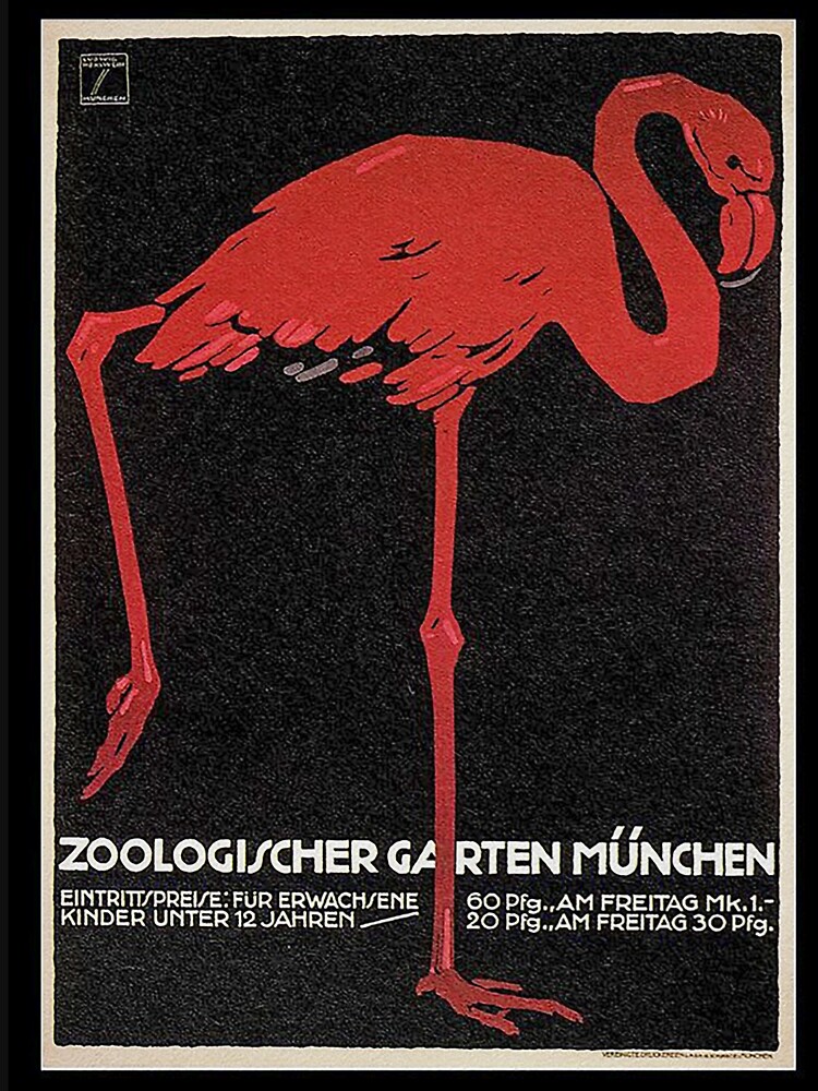Bavarian Flamingo..Vintage Munich Zoo ad by edsimoneit