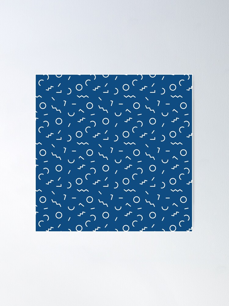 Memphis Style Abstract Pattern (Pantone Classic Blue) Poster for Sale by  designminds