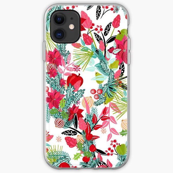 Poinsettia Christmas floral pattern iPhone Soft Case