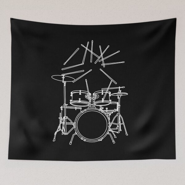 Item preview, Drummer, drums, drum sticks, bang,  drum beats, hi-hat cymbal stand out in three colors designed and sold by jhojho.