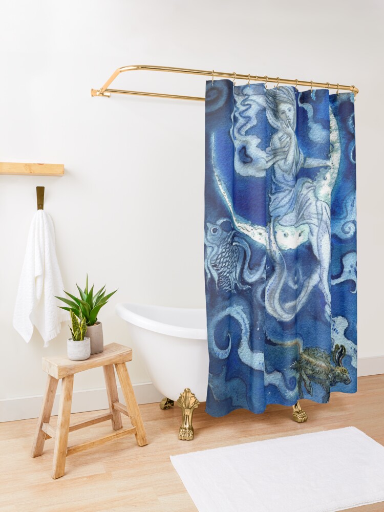 Alternate view of Blue moon. Shower Curtain