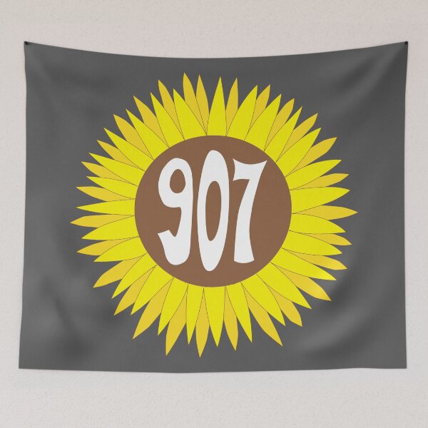 Item preview, Hand Drawn Alaska Sunflower 907 Area Code designed and sold by itsrturn.