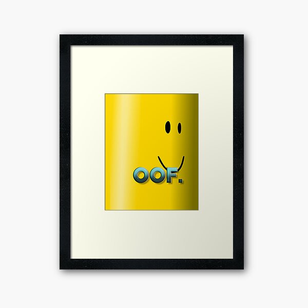 Hello My Name Is Oof Roblox Framed Art Print By Poppygarden Redbubble - roblox falling cards accessory