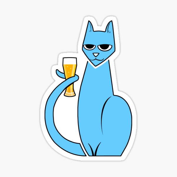 Cat w/ Beer Sticker