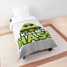 Kiss My Hass Avocado Emoji JoyPixels Funny Avocado saying Comforter