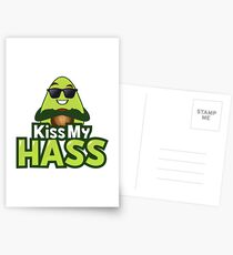 Kiss My Hass Avocado Emoji JoyPixels Funny Avocado saying Postcards