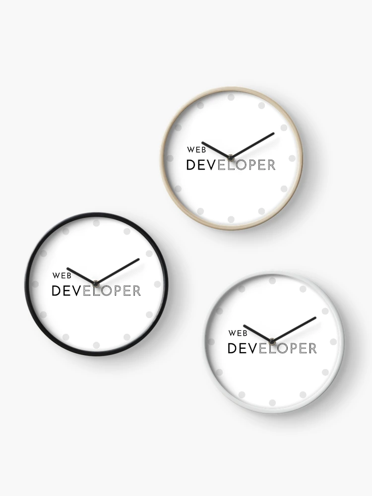 Thumbnail 3 of 4, Clock, Web Developer (Inverted) designed and sold by developer-gifts.