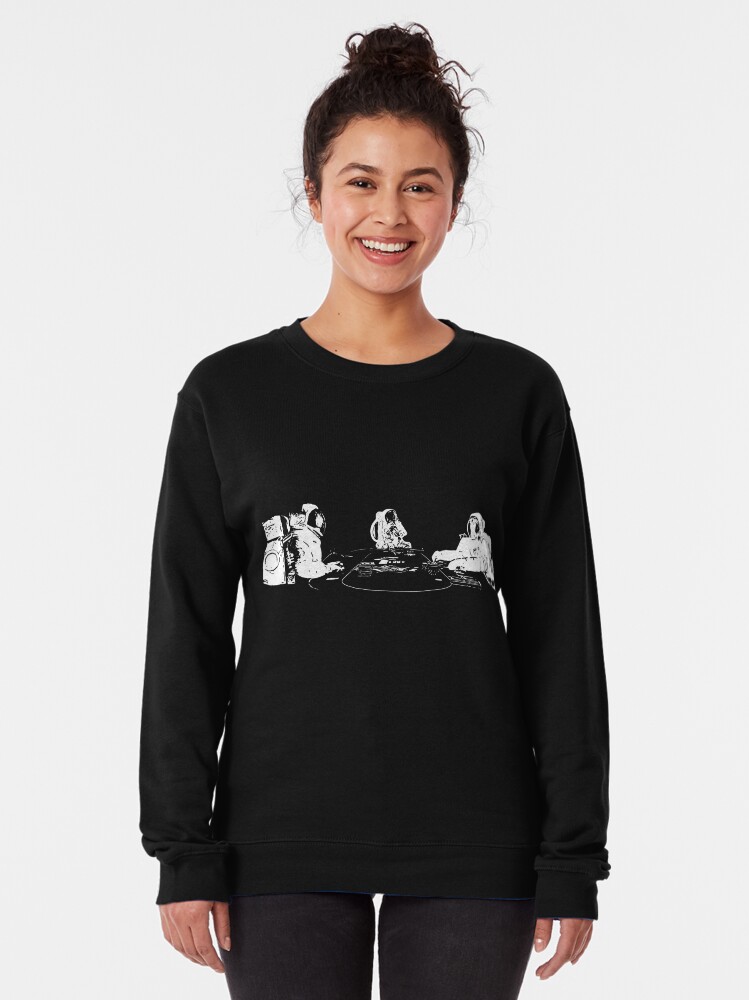 Alternate view of Poker Playing Astronauts Pullover Sweatshirt