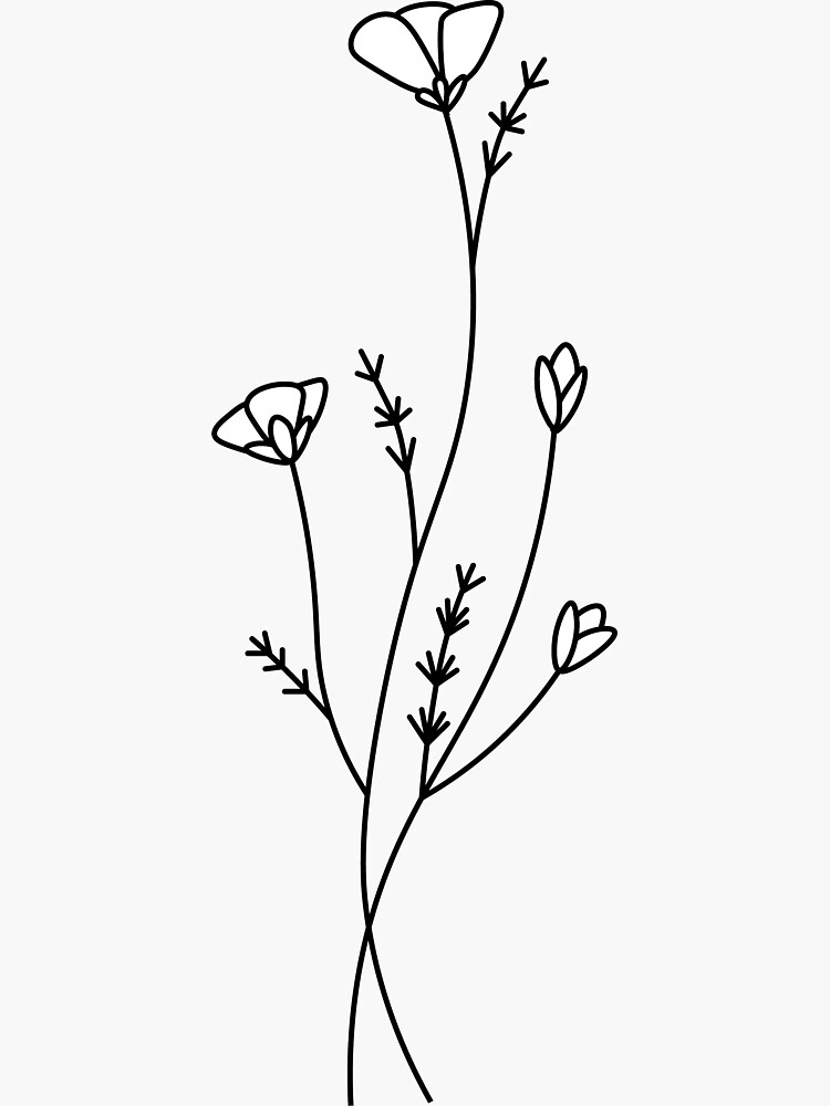 "Black and White Minimalist Flowers" Sticker for Sale by eknicole