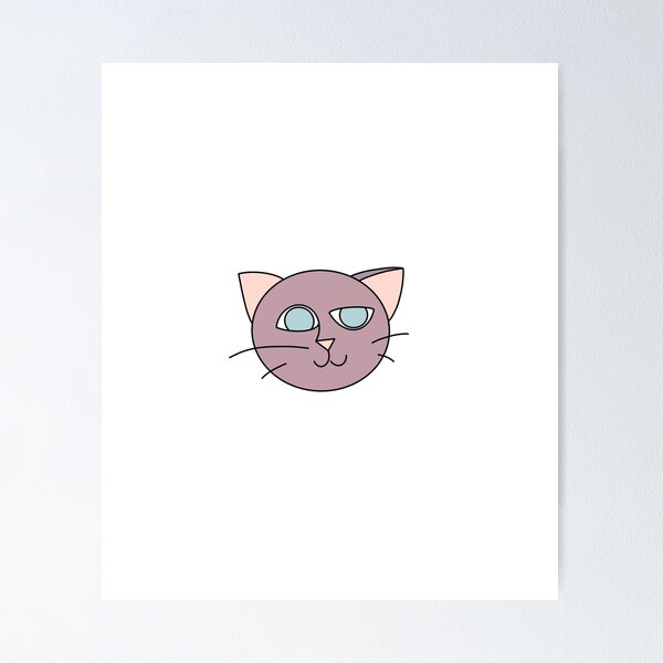 Kawaii Cute Cat Face with Ears. Positive Emotions. Cartoon Vector