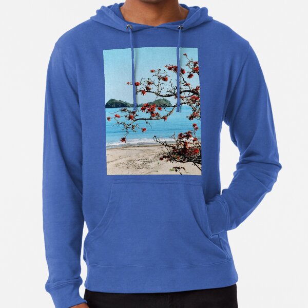 Tropical Madagascar Beach with Flowering Tree Lightweight Hoodie