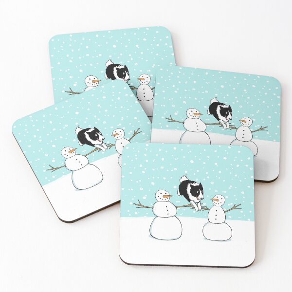 Item preview, Winter Fun Border Collie with Snowmen | Cute Dog Holiday designed and sold by Jenn Inashvili.