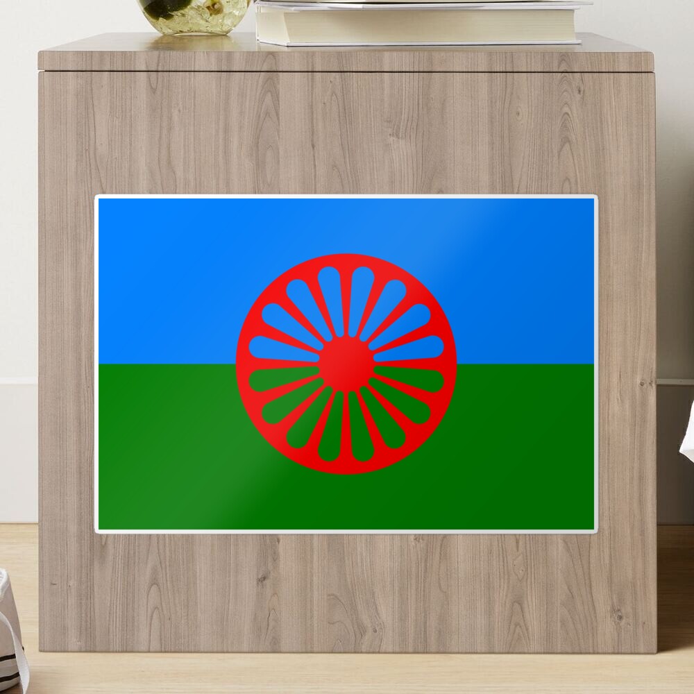 Pegatina Cuadrada Bandera gitana oficial romaní