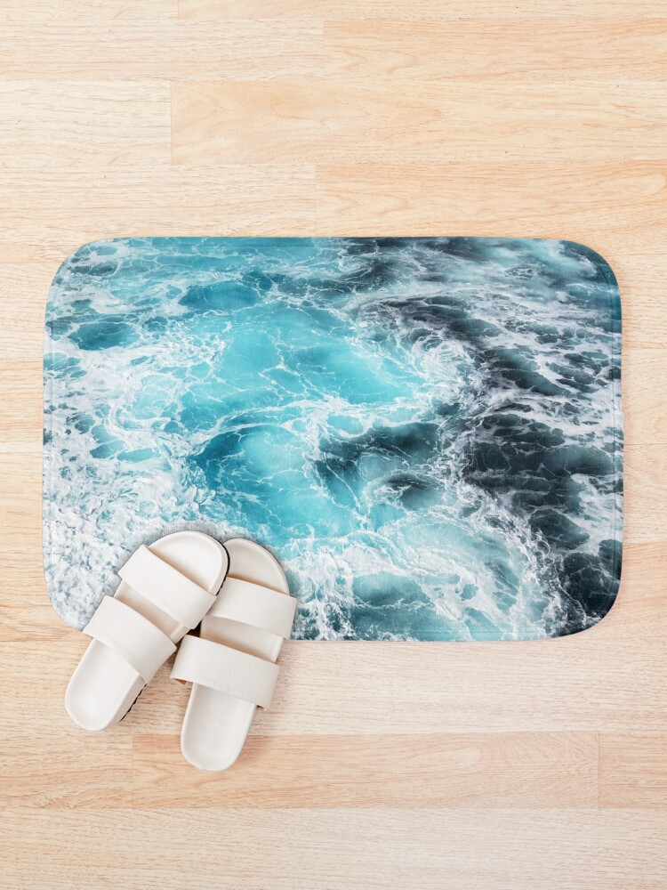 Alternate view of mesmerizing blue ocean waves Bath Mat