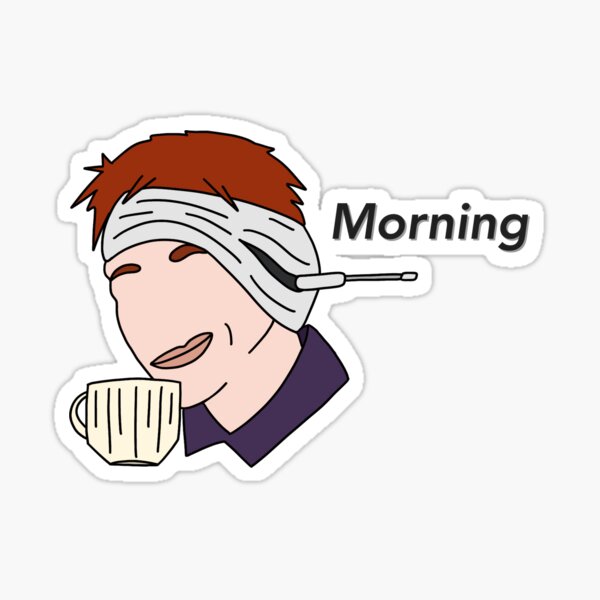 Morning Twin George Magical Funny Illustration Sticker