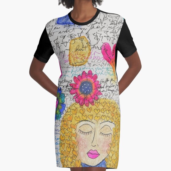 Sleeping Woman Graphic T-Shirt Dress