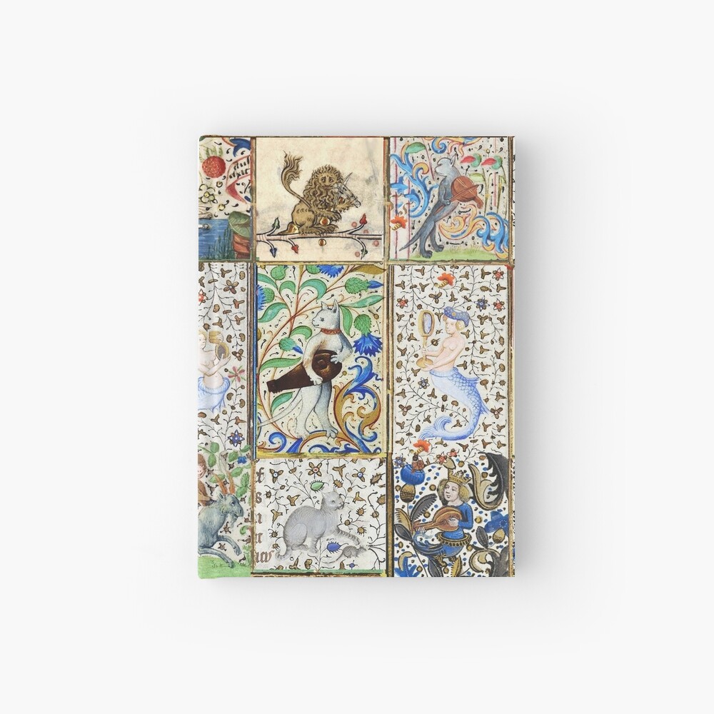 WEIRD MEDIEVAL BESTIARY PLAYING MUSICAL INSTRUMENTS AMONG FLOWERS AND FRUITS Hardcover Journal