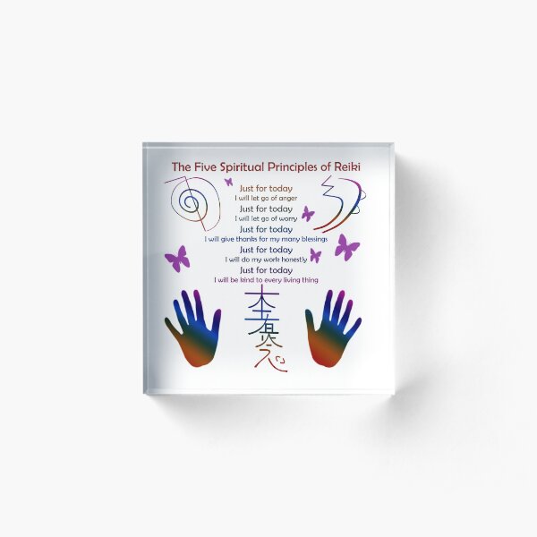 The 5 Principles of Reiki Acrylic Block