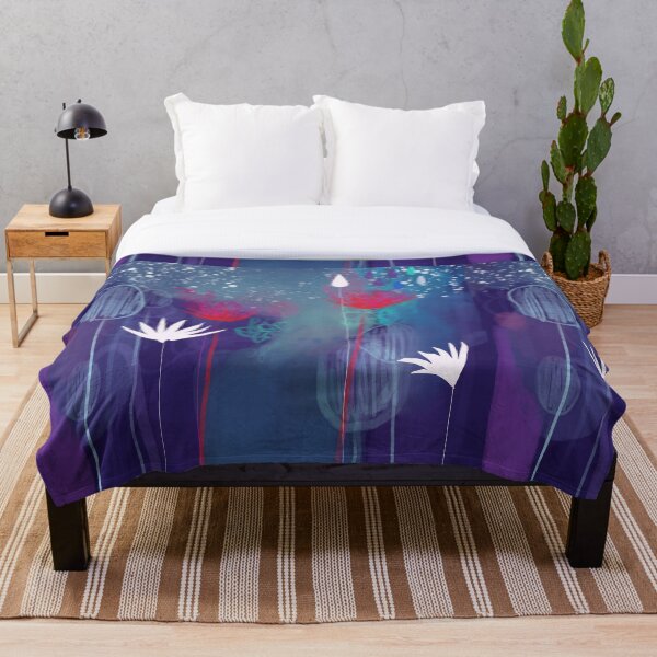 The Midnight Flowers Throw Blanket