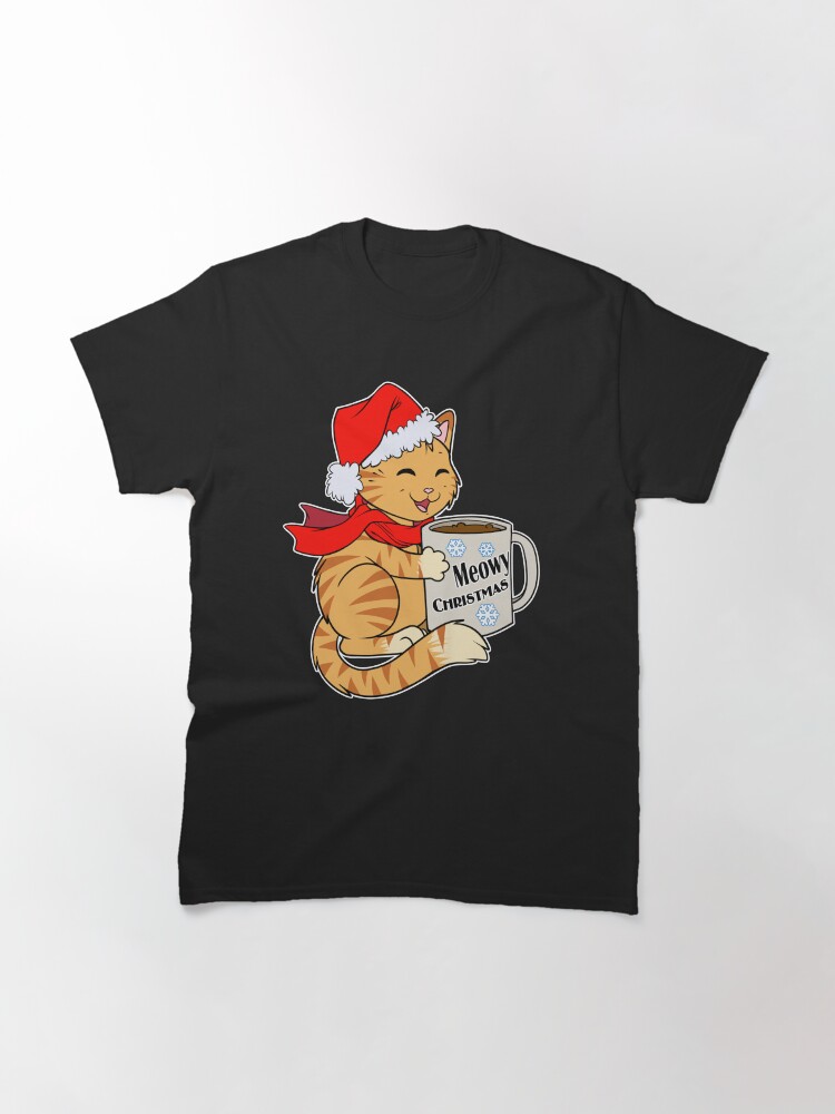 Thumbnail 3 of 7, Classic T-Shirt, Christmas Kitty Santa Hat Meowy Christmas Cute Funny Holiday designed and sold by cybercat.