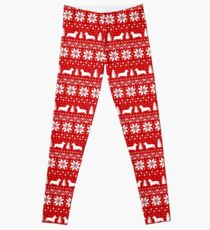 Pembroke Welsh Corgi Silhouettes Christmas Holiday Pattern Leggings