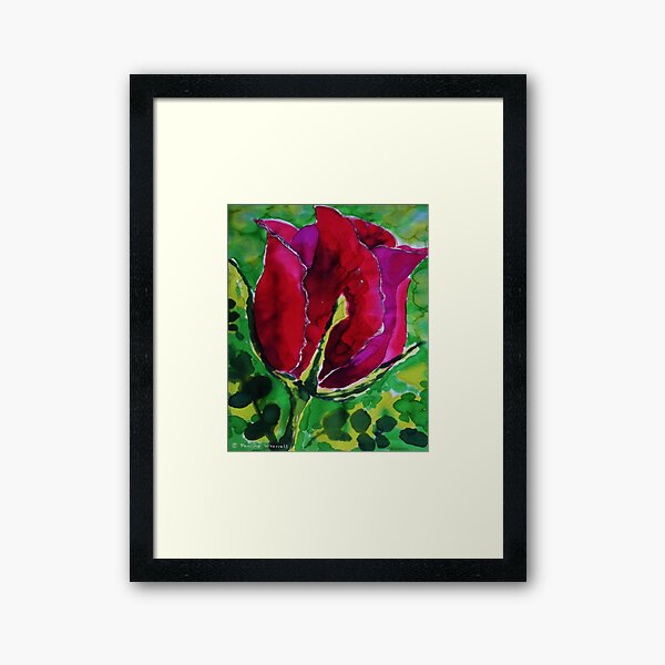 Rose on silk Framed Art Print