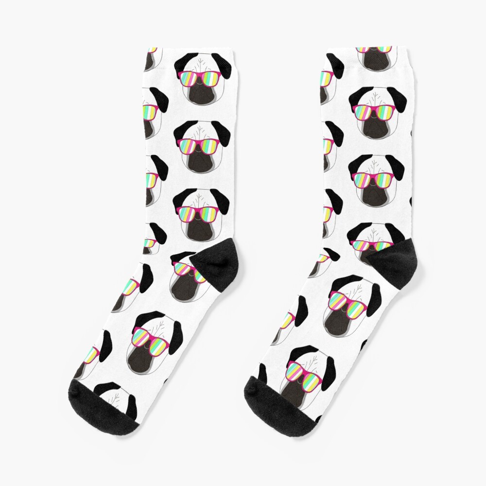 "Dog with sunglasses.Mops.Pug" Socks by bambino12345678 Redbubble
