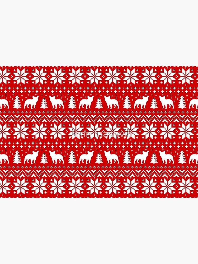 Discover French Bulldog Silhouettes Christmas Holiday Pattern Bath Mat