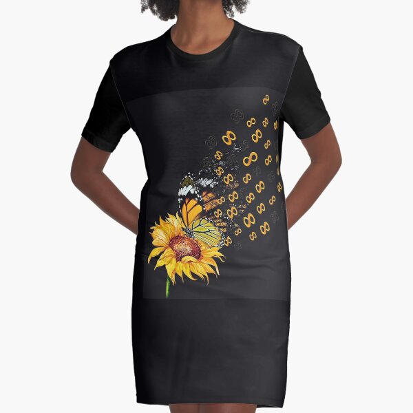 Autism Acceptance Butterfly Graphic T-Shirt Dress