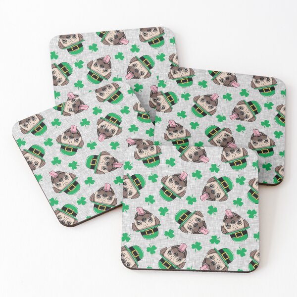 Item preview, Patty's pug - St. Patricks Day Smiling Pugs and shamrocks designed and sold by littlearrow.
