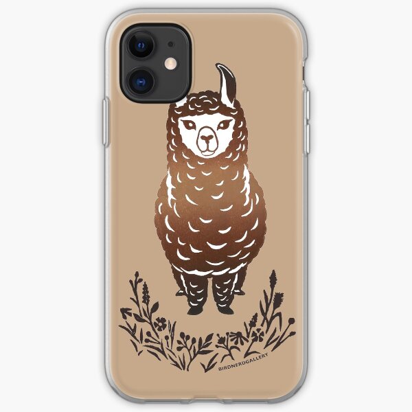 Llama Alpaca Linocut Design iPhone Soft Case