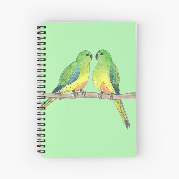 Orange Bellied Parrot Pair Spiral Notebook