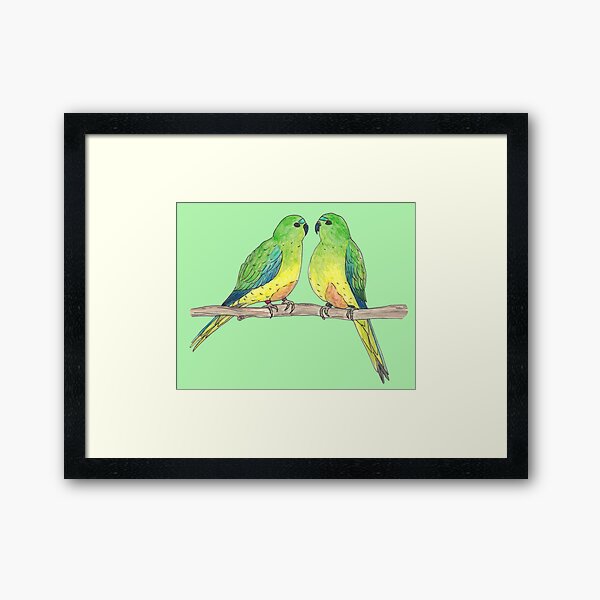 Item preview, Orange Bellied Parrot Pair designed and sold by Rebecca Westlund Artist.