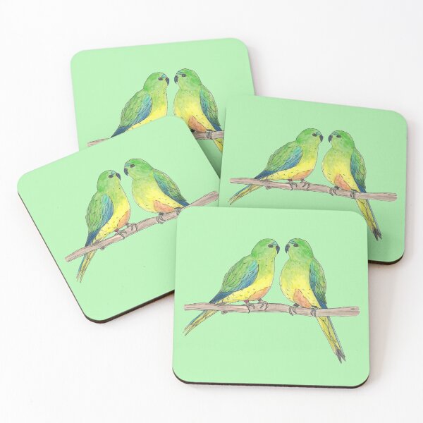 Item preview, Orange Bellied Parrot Pair designed and sold by Rebecca Westlund Artist.
