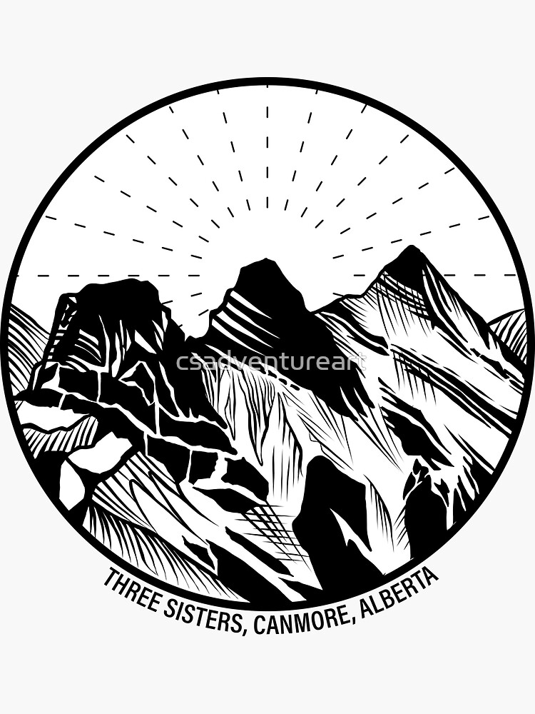 Three Sisters Mountains Canmore Alberta Canada Sticker For Sale By   Bg,f8f8f8 Flat,750x,075,f Pad,750x1000,f8f8f8 