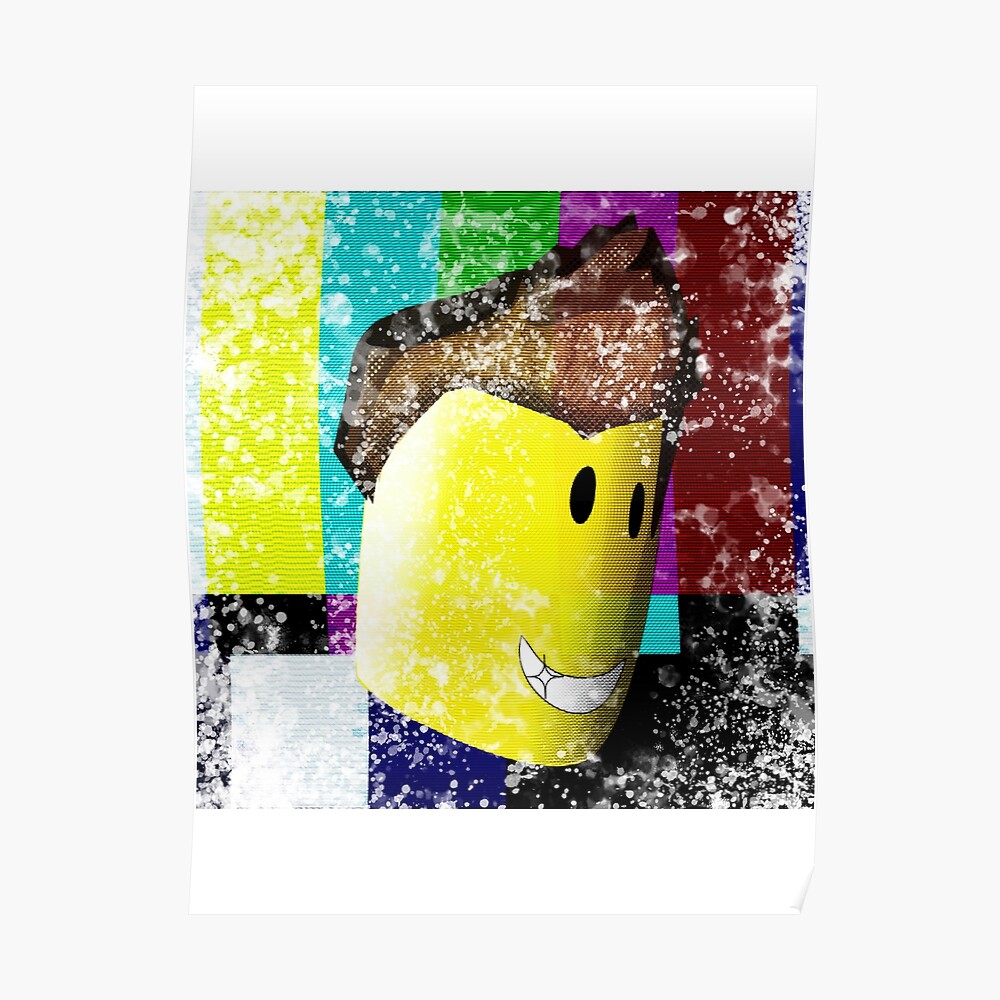 Retro Noob Roblox Poster By Poppygarden Redbubble - glitch roblox face