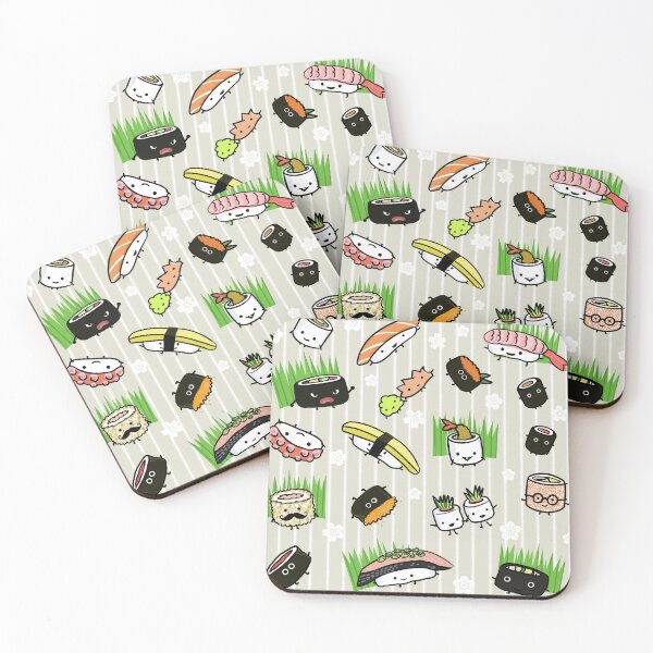 Item preview, Cute Sushi Characters Pattern designed and sold by Jenn Inashvili.