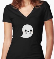Cute spooky ghost Women's Fitted V-Neck T-Shirt
